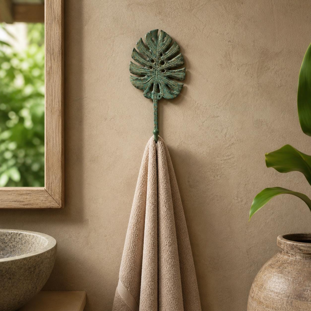 Brass Monstera Leaf Wall Hook, Towel Hook, Key Holder, Bathroom