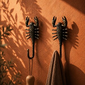 Brass Scorpion Wall Hook Set, Towel Hook Key Hook — Dark Academia Gothic Decor, Housewarming Gift, Witchy Home Decor
