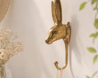 Brass Rabbit Hook, Bunny Wall Hook — Alice in Wonderland Cottagecore Decor, Peter Rabbit Housewarming Gift, Animal Coat Hook