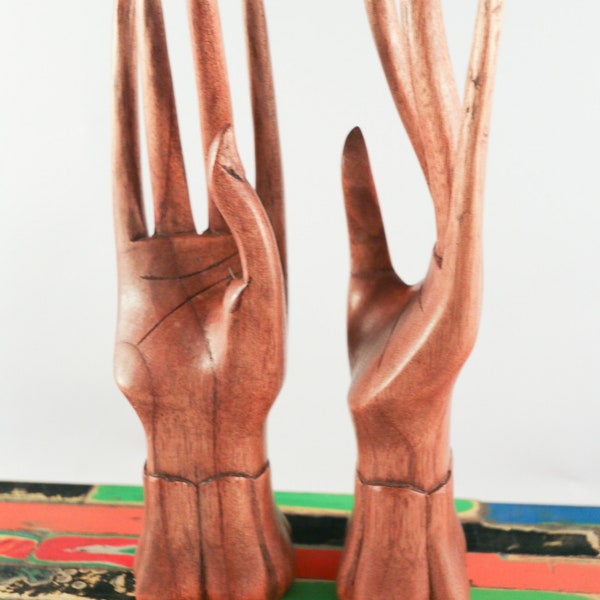 ensemble sculpté à la main gauche et droite bouddha bouddha main mudra