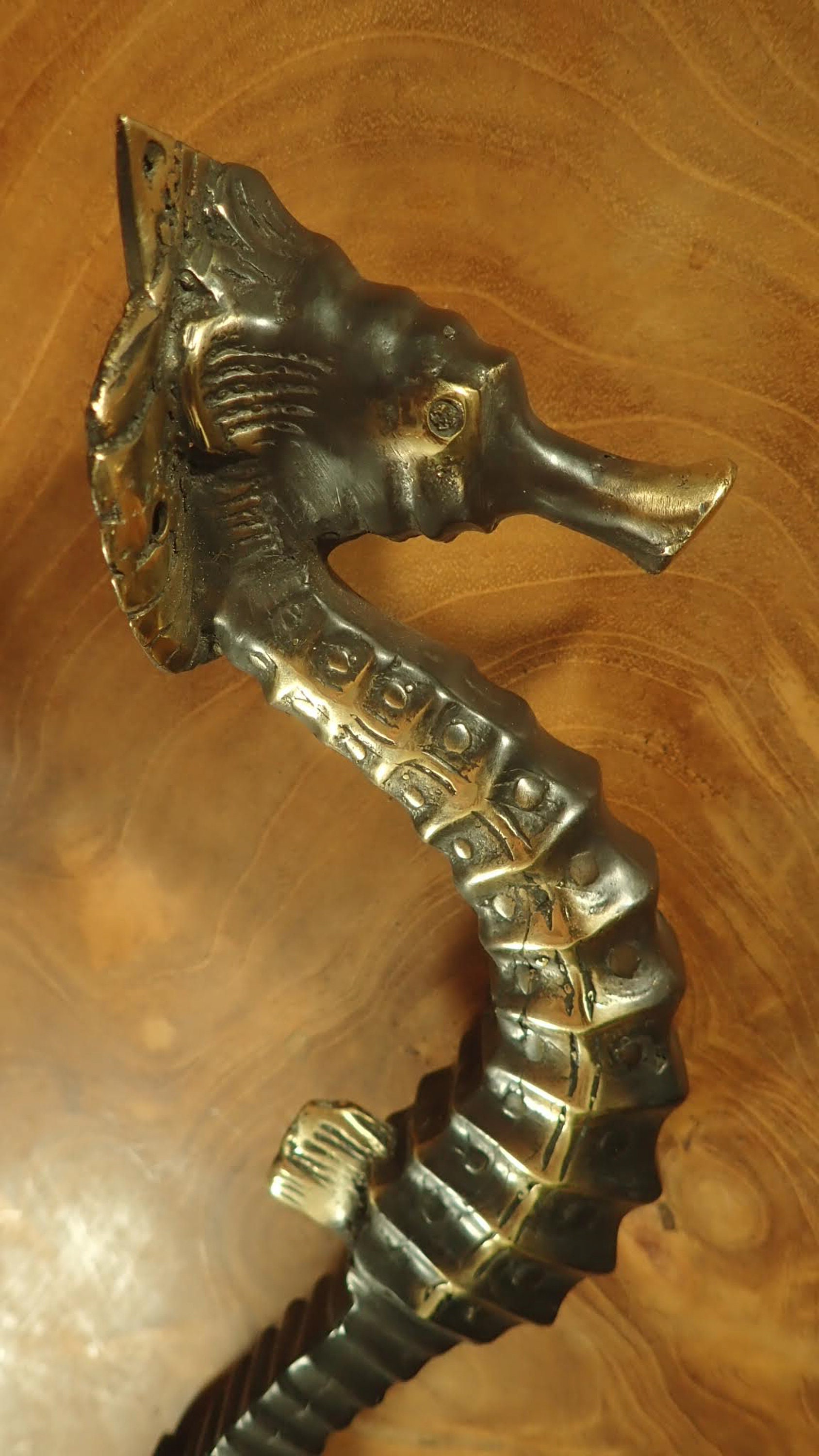 Seahorse entry door handle vintage solid bronze seahorse Etsy