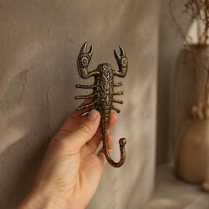 Gancio da parete a forma di scorpione, appendiabiti in ottone - Decorazione dark academia, portachiavi gotico, decorazione per la casa in stile stregonesco, regalo per l'inaugurazione della casa