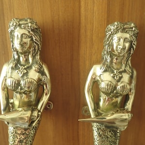 Vintage Mermaid Holding Conch Entry Door Handle. Clearance