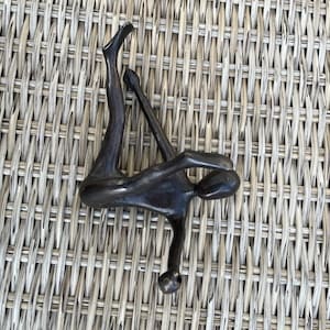 Brass climbing sculpture.#10 variation, man feet up arms out large solid bronze metal wall sculptures decor. Athlete figurine,