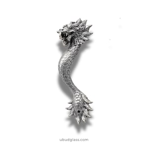 Real silver dragon door handle solid brass silver dragon pull luxury hardware