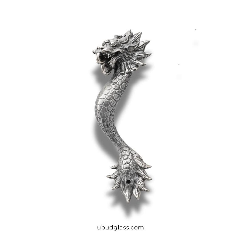 Real silver dragon door handle solid brass silver dragon pull luxury hardware