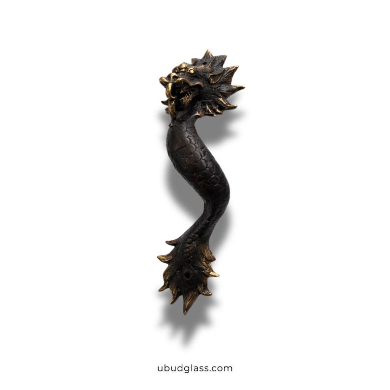 Dark antique dragon door handle bronze dragon pull gothic decor