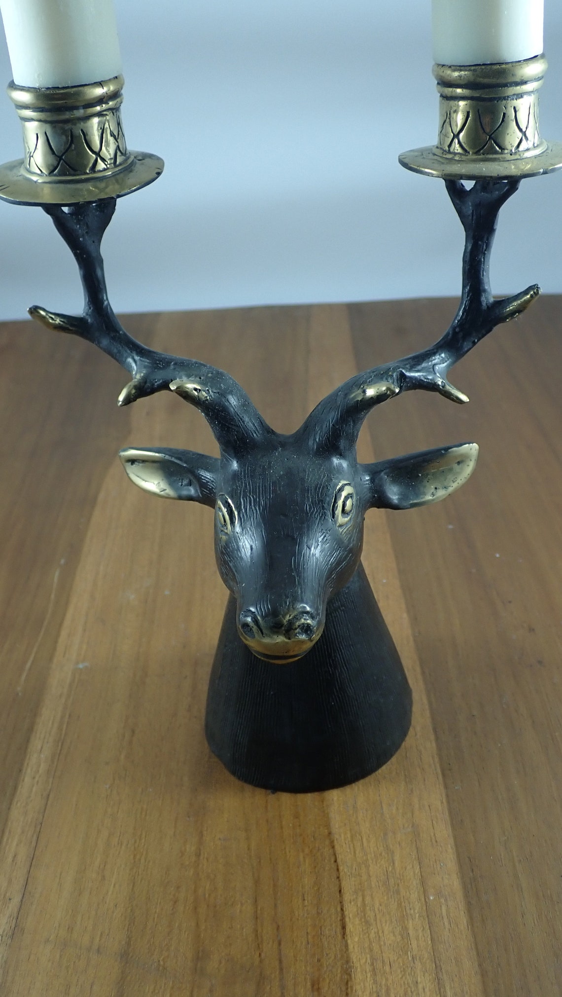 Brass deer head Christmas candle holder Etsy