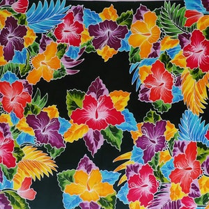 Handgeschilderde Maui Hibiscus batik sarong, kunst aan de muur