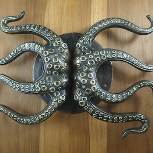 Brass Octopus Tentacles Door Handle – Solid Brass Entry Door Pull, Left/Right or Set (NO TARIFFS)