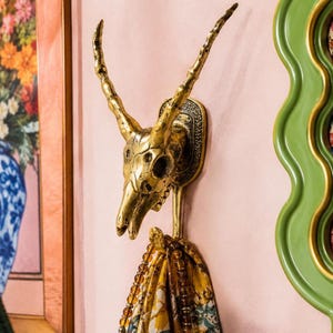 Brass Impala Skull Wall Hook | African Animal Wall Hook | Gothic Dark Academia Decor | Witchy Home Decor | Housewarming Gift | Man Cave