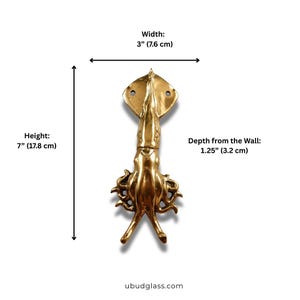 Squid wall hook dimensions size height width depth brass coastal towel hook