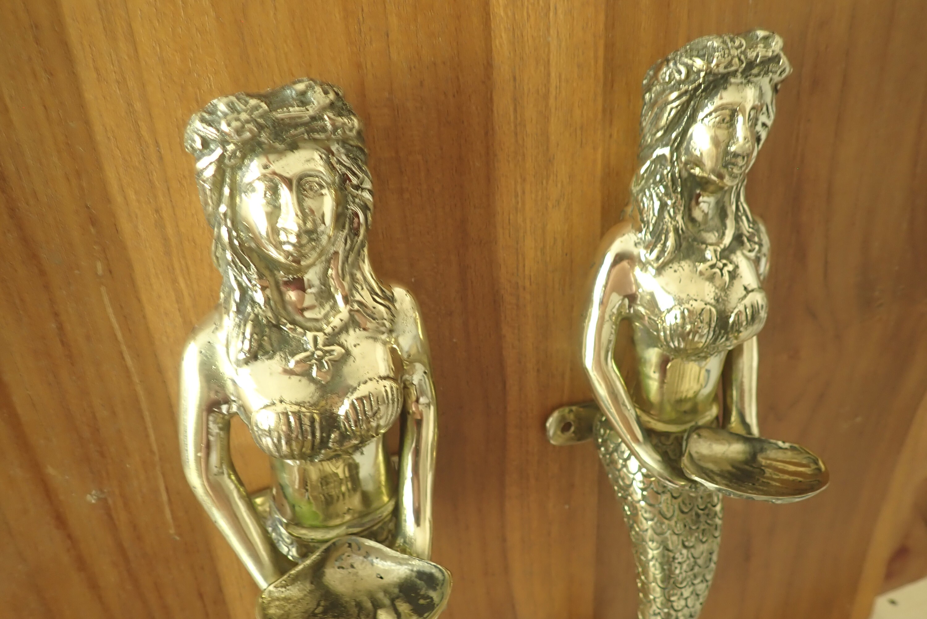 Vintage mermaid holding seashell entry door handle solid Etsy