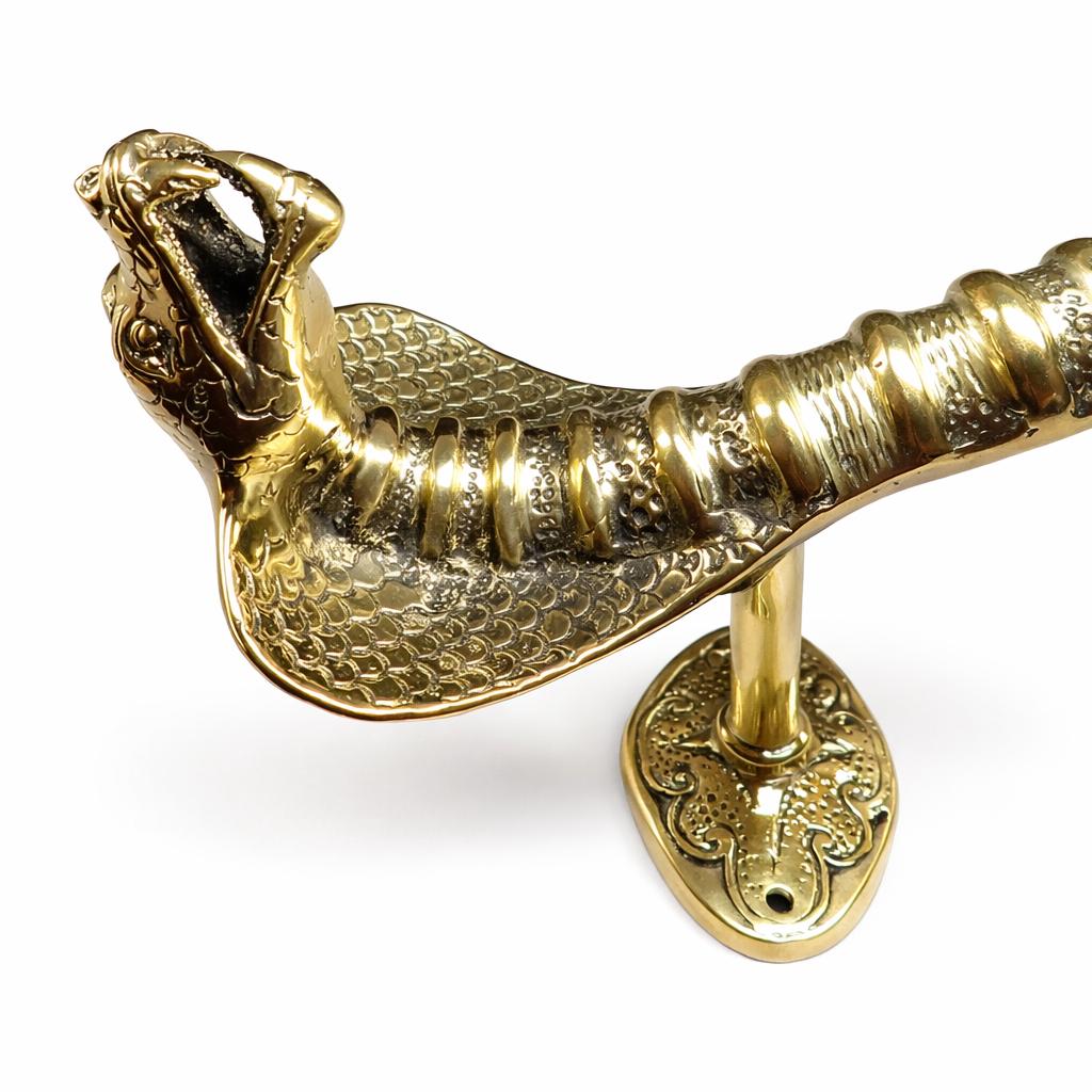 Poignée De Porte Cobra En Laiton Doré – Figurine Serpent – Artisanat Indien
