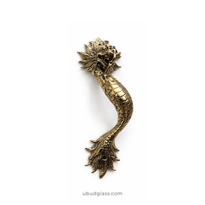 Gold dragon door handle solid brass dragon pull vintage hardware