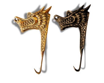 Brass Chinese Dragon Wall Hook – Dark Academia Feng Shui Decor, Towel and Coat Hanger