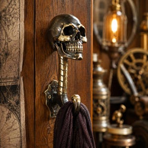 Brass Skull Hook | Skull Coat Hook | Skeleton Hook | Gothic Dark Academia Decor | Skull Towel Hook | Jewelry Hanger | Housewarming Gift