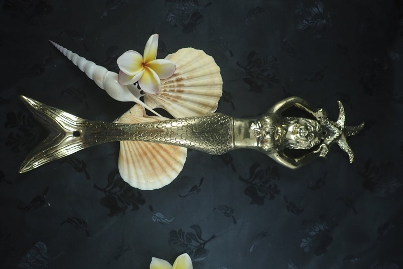 Mermaid Entry Door Handle Door Pull Solid Bronze Mermaid Door Etsy