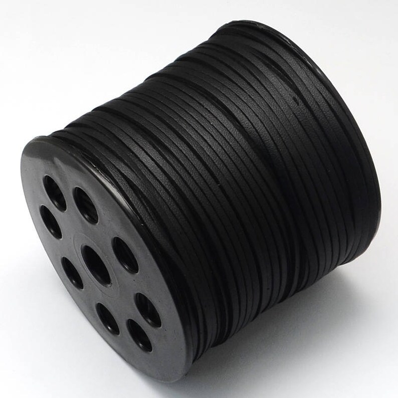 2 meters of suedine cord 3 mm black faux leather