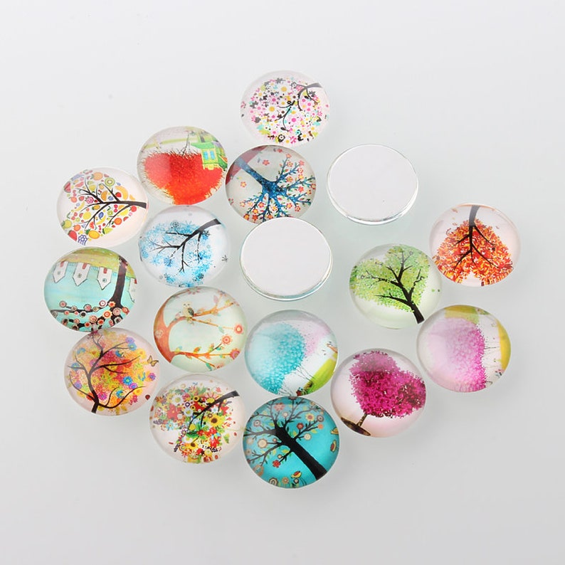 lot of 10 cabochons 25 mm tree of life