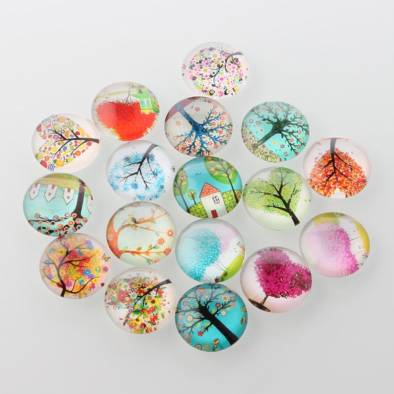 lot of 10 cabochons 25 mm tree of life