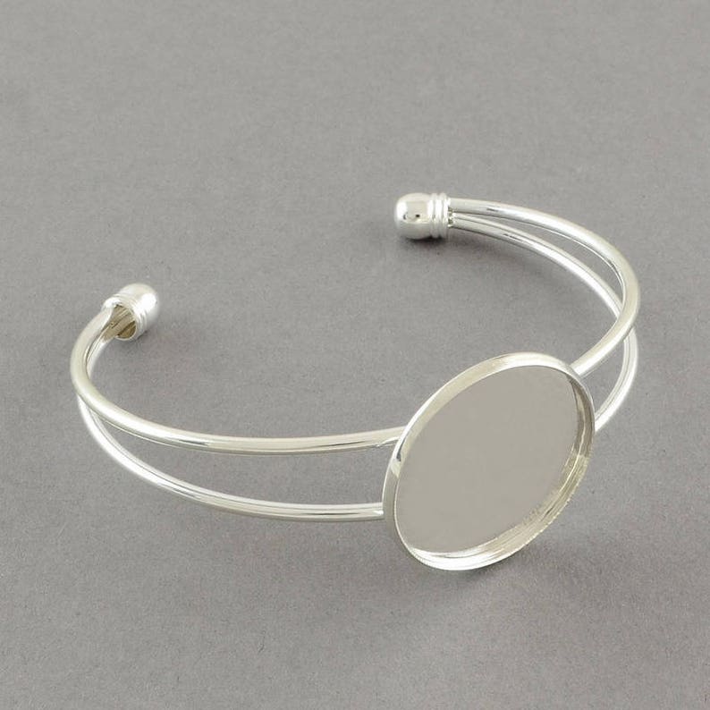 set of 2 bracelets in silver for medium 25 mm cabochon