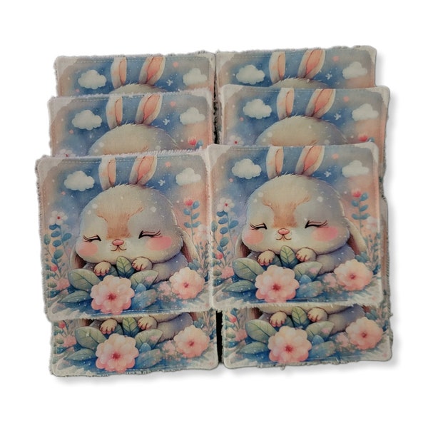 Lingettes lavables bébé lapin