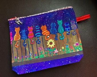 Trousse maquillage ou fourre tout impression Chats au clair de lune