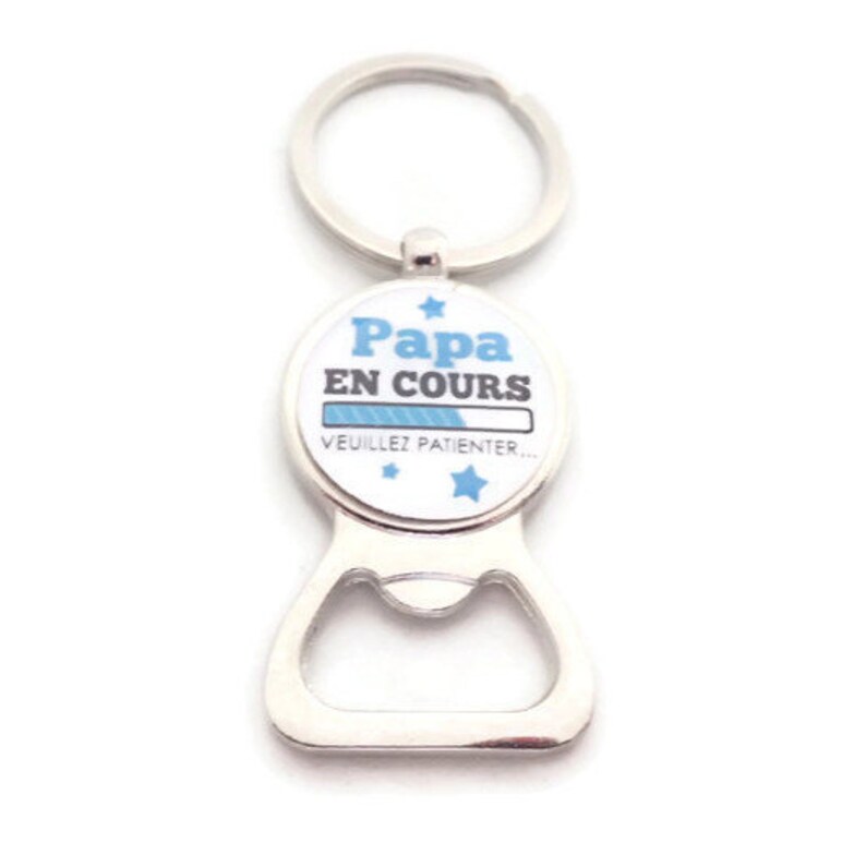 Porte clés papa décapsuleur, PAPA en cours veuillez patienter..., cadeau pour un futur papa image 1