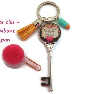 Duo trombone et porte-clés, bijoux de sac "Pour une super AESH", cadeau fin d'année scolaire, AESH