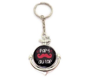 Porte clés PAPY, "Papy au top",cadeau pour un papy