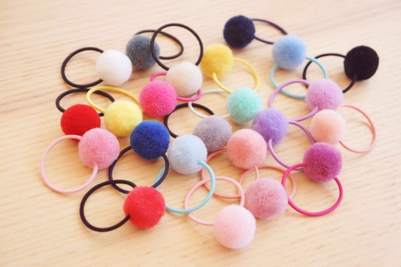 U Pick 10 Pom Pom Hair Ties Baby Toddler Girl Bobbles Hair Etsy