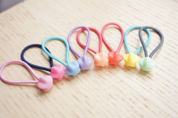 Set Of 8 Little Cute Star Beaded Hair Ties Etsy