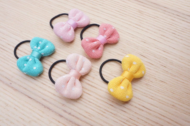 Soft Knitted Fabric Dot Bow Hair Tie Baby Infant Toddler Hair Etsy
