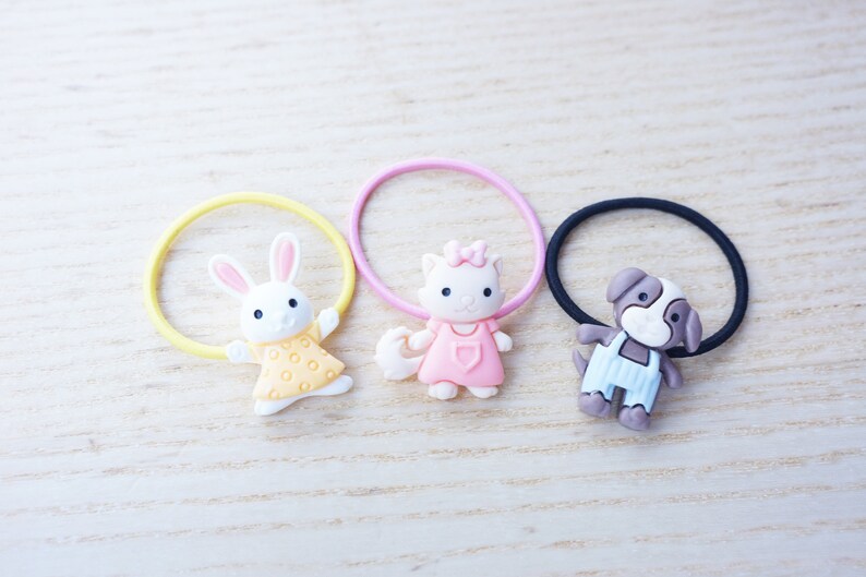 Cute Cat Bunny Dog Hair Tie Kitten Rabbit Puppy Ponytail Etsy
