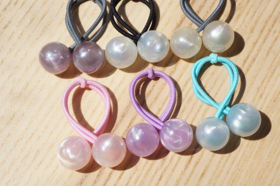 A Pair Beaded Hair Ties Bobbles Hair Elastic Ponytail Etsy