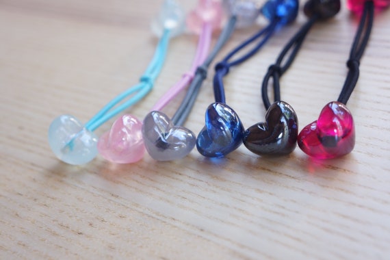 A Pair Heart Beaded Hair Ties Bobbles Hair Elastic Ponytail Etsy