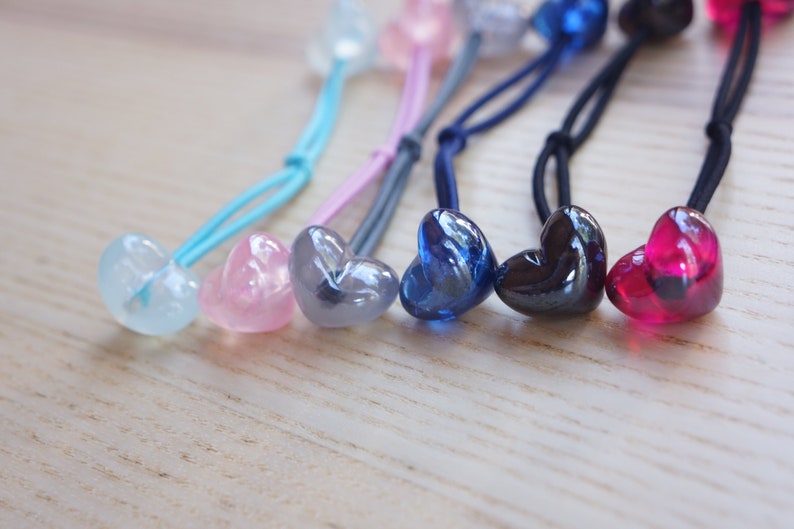 A Pair Heart Beaded Hair Ties Bobbles Hair Elastic Ponytail Etsy