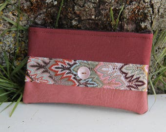 Old pink/brown textile wallet