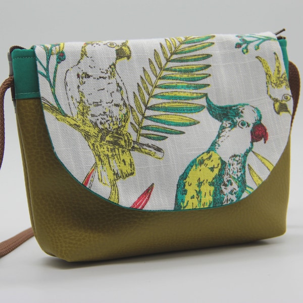 Pochette bandoulière anis oiseau