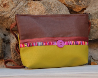 Anise green and pink shoulder pouch