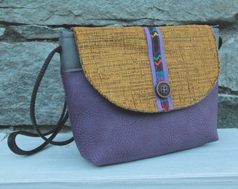 Shoulder clutch Le Chat-Marré purple and ochre