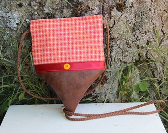 Petit sac bandoulière textile marron et orange