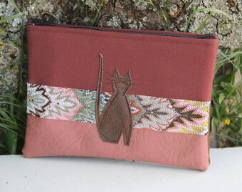 Old pink / brown textile pouch