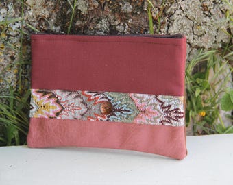 Old pink / brown textile pouch