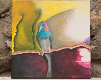Peinture " L'oiseau Crépuscule"