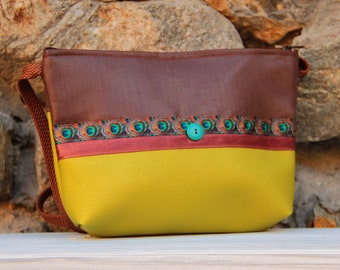 Anise and brown shoulder pouch