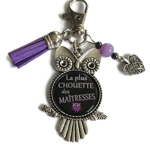 Meesteres cadeau, Meesteres sleutelhanger met hematiet, De Coolste Meesteres, schoolcadeau einde schooljaar