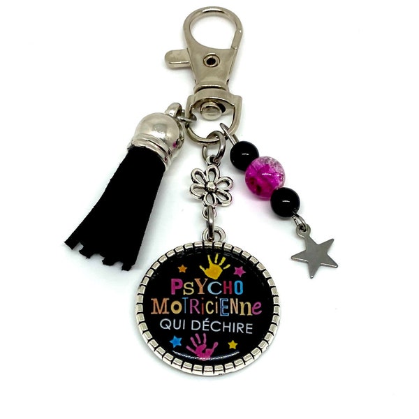 Cadeau Psychomotricienne, porte clés Psychomotricienne qui Déchire, bijoux de sac pompon