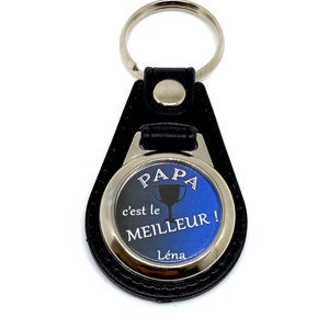 Porte clés PAPA Personnalisé avec prénom "PAPA c'est le meilleur" + prénom